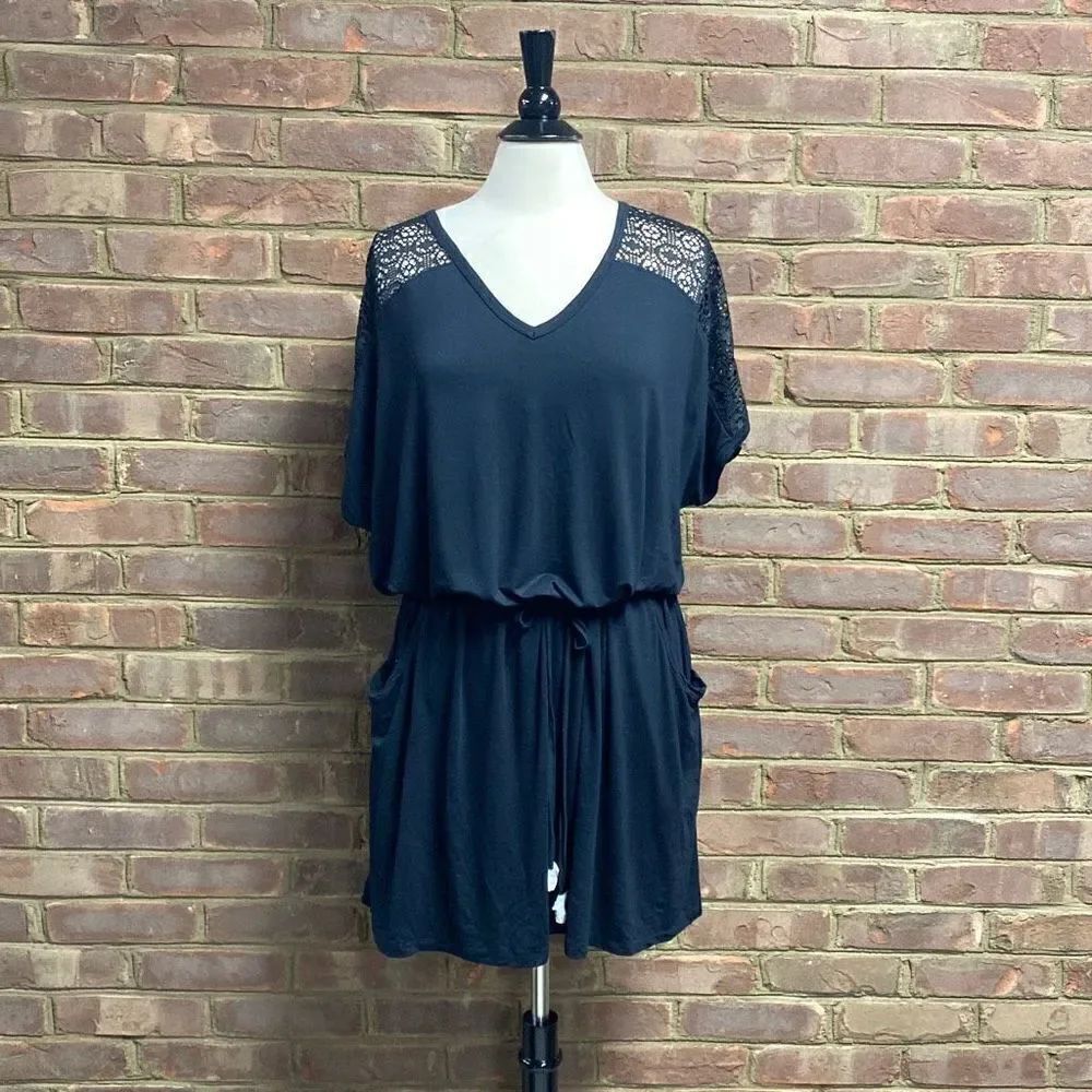 Swimsuits for All Black Emmie Crochet Cover Up Tunic Size 18/20 NWT